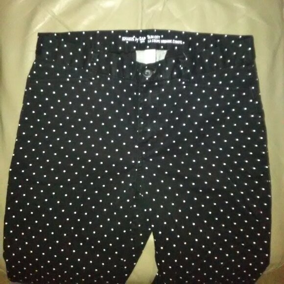 Gap City Khaki Ankle Pants Black White Pindots Size 6 EUC! - Picture 1 of 6